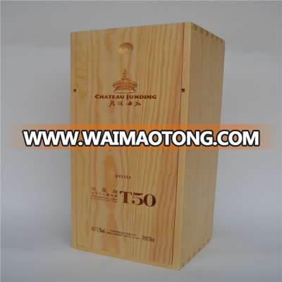 Natural single bottle wooden box for wine , 750Ml wine bottle packing box wooden