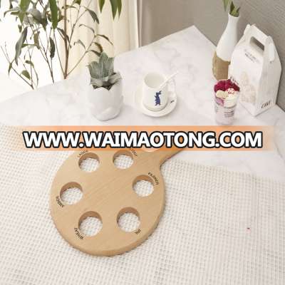 round wooden shot glass tray with handle